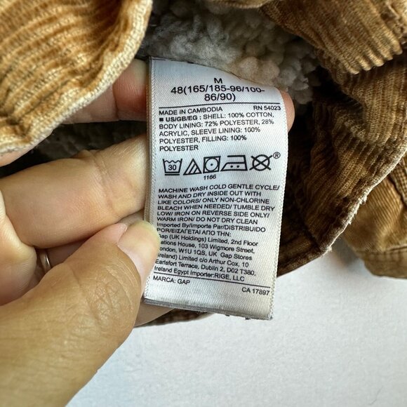 Vintage GAP Denim Corduroy Jacket Womens M Tan Trucker Sherpa Corduroy Y2K Retro - Picture 9 of 12